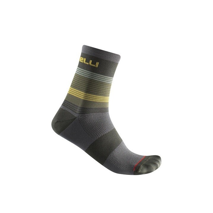 Socks Castelli Scia 12 - Military Green/Saffron Forest Castelli