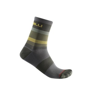 Socks Castelli Scia 12 - Military Green/Saffron Forest Castelli