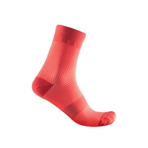 Socks Castelli Women's Very Quick 12 - Brillant Pink/Coral Flash Castelli