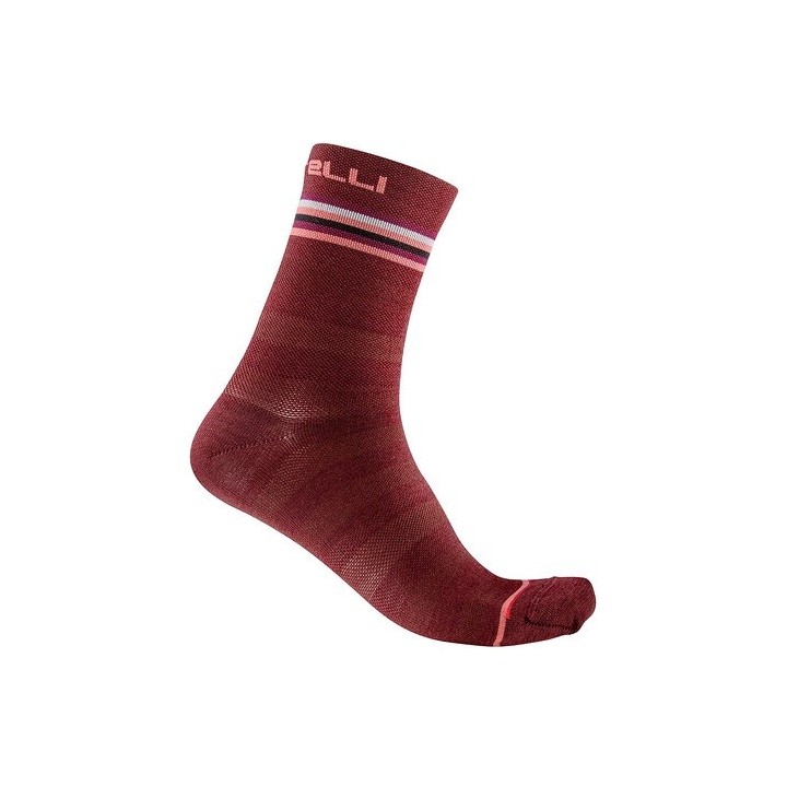 Socks Castelli Woman Go 15 - Bordeaux/Brillant Pink/White Castelli