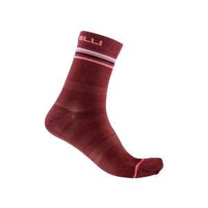 Socks Castelli Woman Go 15 - Bordeaux/Brillant Pink/White Castelli