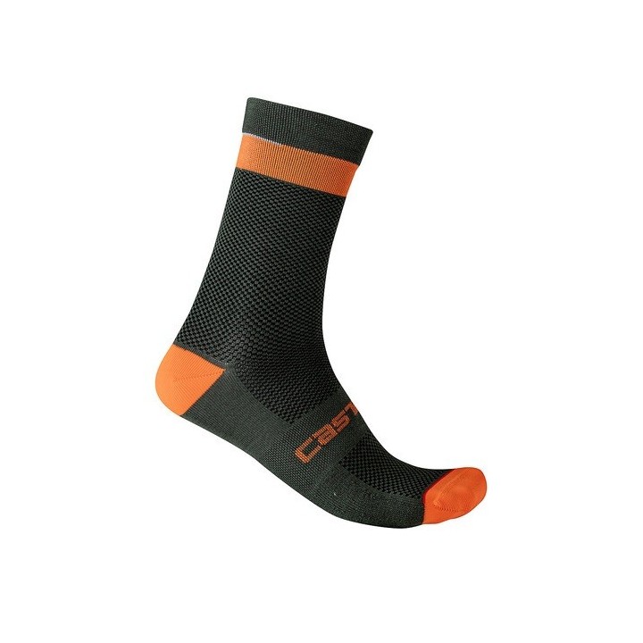 Socks Castelli Alpha 18 Pro - Military Green/Fiery Red Castelli