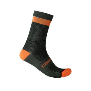 Socks Castelli Alpha 18 Pro - Military Green/Fiery Red Castelli