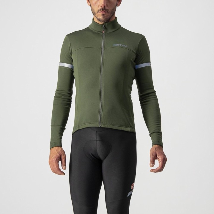 Knife Castelli Long sleeves Fund 2 Fz - Military Green/Silver Reflex Castelli