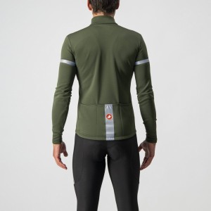 Knife Castelli Long sleeves Fund 2 Fz - Military Green/Silver Reflex Castelli