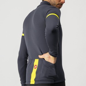 Knife Castelli Long sleeves Fund 2 Fz - Dark Gray/Yellow Fluo Reflex Castelli