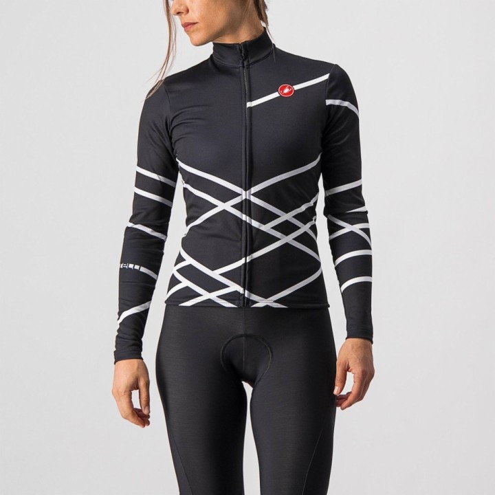 Knife Castelli Women's Sleeves Lunghe Diagonal Jersey Fz - Black Castelli