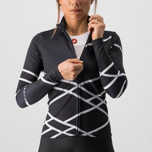 Maglia Castelli Donna Maniche Lunghe Diagonal Jersey Fz - Black Castelli