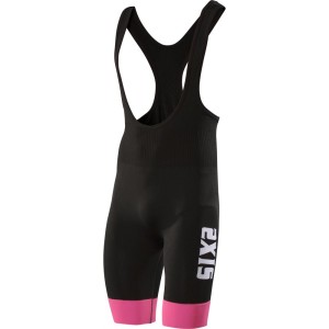 Sixs Salopette Corta Stripes - Black/Pink Fluo Sixs