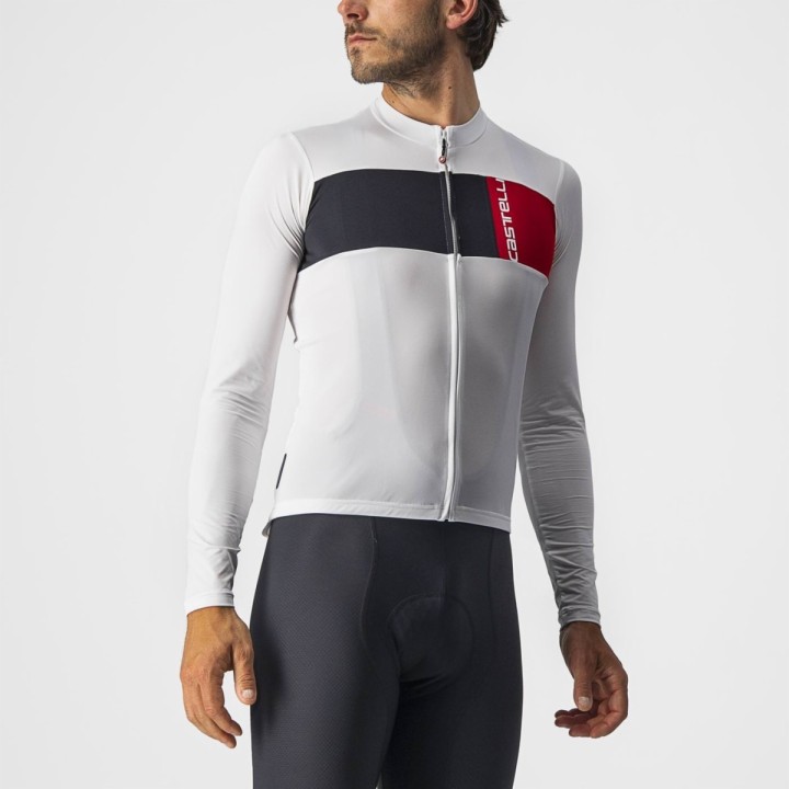 M/L sweater Castelli Prologue 7 Ls Jersey - Ivory/Light Black/Red Castelli