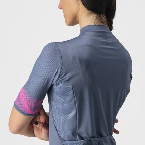 Knife Castelli Women's Phoenix Jersey - Light Steel Blue/Pink Fluo Castelli