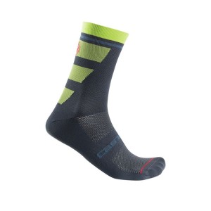 Socks Castelli Trophy 15 - Grey/Green Fluo Castelli