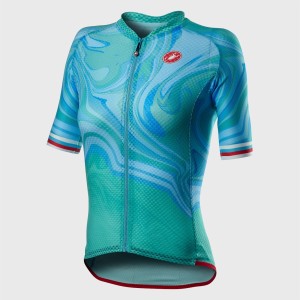 Knife Castelli Woman Climber's 2.0 Jersey - Celeste/Verde Water Castelli