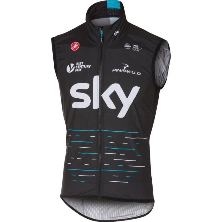 Smanicata Castelli Pro Light Wind Vest Team Sky - Black/Azure Castelli