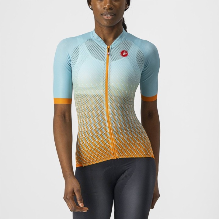 Knife Castelli Woman Climber's 2.0 Jersey - Sky Light/Light Acqua-Pop Orange Castelli