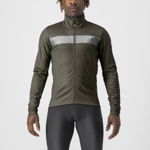 Jacket Castelli Double 3 Jacket - Military Green/Silver Reflex Castelli