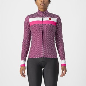 M/L sweater Castelli Women's Flying Ls Jersey - Cyclamen/White/Pink Fluo Castelli