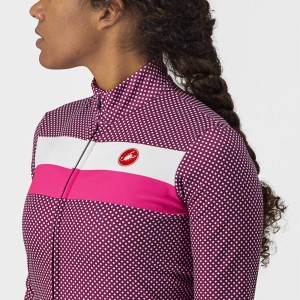 M/L sweater Castelli Women's Flying Ls Jersey - Cyclamen/White/Pink Fluo Castelli