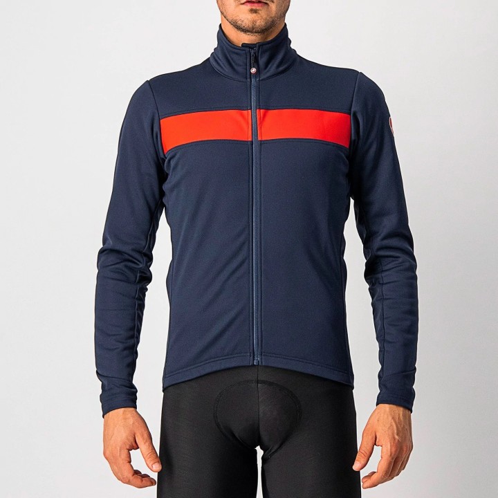 Jacket Castelli Double 3 Jacket - Savile Blue/Red Reflex Castelli