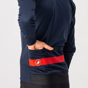 Jacket Castelli Double 3 Jacket - Savile Blue/Red Reflex Castelli