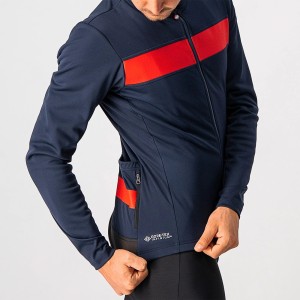 Jacket Castelli Double 3 Jacket - Savile Blue/Red Reflex Castelli