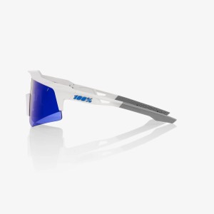 Glasses 100% SPEEDCRAFT XS - Matte White/Blue Mirror 100%