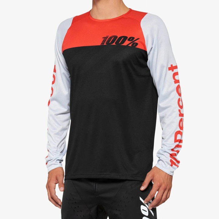 Long sleeves 100% R-Core - Black/Red 100%