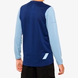 Knife 100% ridecamp Junior long sleeve - Navy/Slate 100%