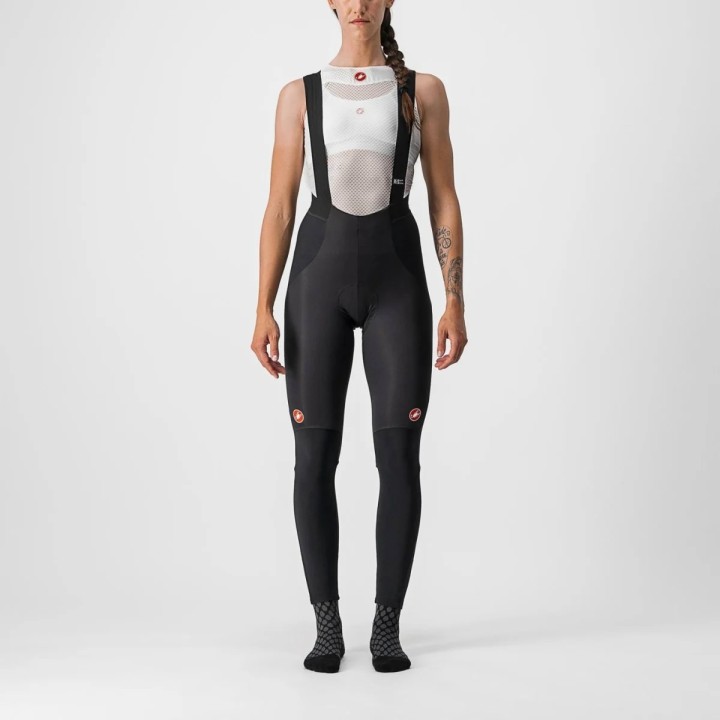 Women's Long Salopette Castelli RoS Pass - Black/Silver Reflex Castelli