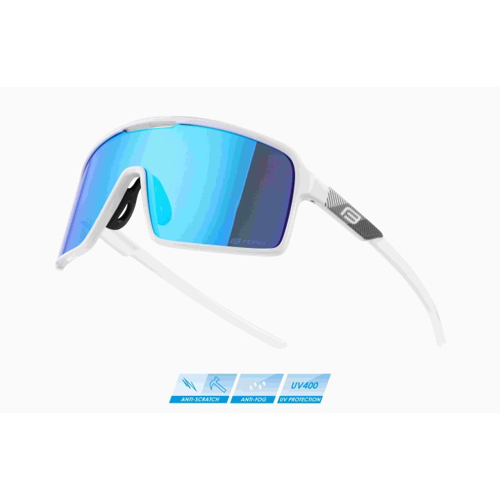 Force STATIC white glasses with blue mirrored lens Force