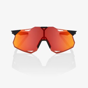 Occhiali 100% Hypercraft XS -Soft Tact black/Hiper red multilayer mirror lens 100%