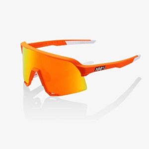 Occhiali 100% S3 - Soft tact neon orange/Hiper red multilayer mirror lens 100%