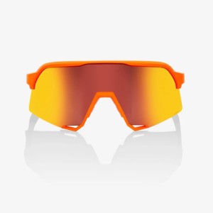 Glasses 100% S3 - Soft tact neon orange/Hiper red multilayer mirror lens 100%