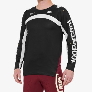 Maglia Maniche Lunghe 100% R-Core X - Black/Red 100%